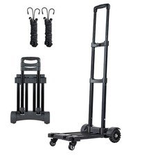 Folding Hand Truck, 290 lbs Capacity,Compact Luggage Cart with 4Wheels,2 Elastic