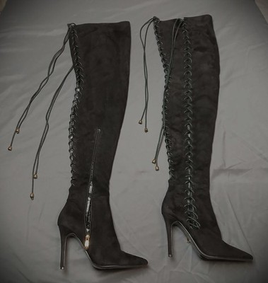Cape Robbin Boots Size 8 Black Thigh High with Lacing