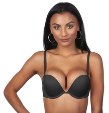 Panache Atlantis Plunge Demi Push up Strapless Multiway T-Shirt Bra BLACK 30B