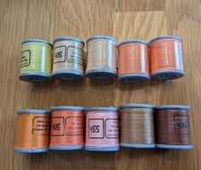 Molnlycke Sewing Thread Spools 100 Polyester Golds Oranges MIXED LOT of 10