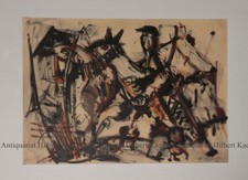 Franz Richter Zwei Pferde mit Reiter Öl-(Zeichnung) auf Papier von 1989