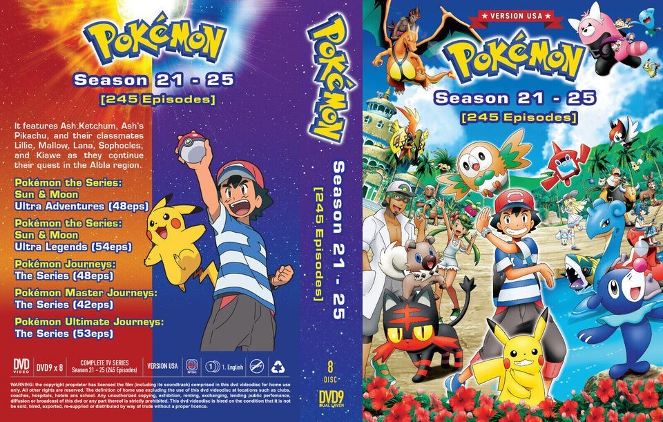 Pokemon Series Boxset Complete Season 1-25+ 26 Movies DVD English