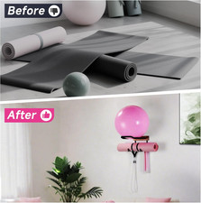 Yoga Ball Holder Wall Mount Mat Pilates Circles Medicine Rack Organizer Foam Gym