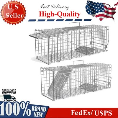 2Pcs Folding Humane Live Animal Trap Cages Easy To Catch For Small Cat Squirrels
