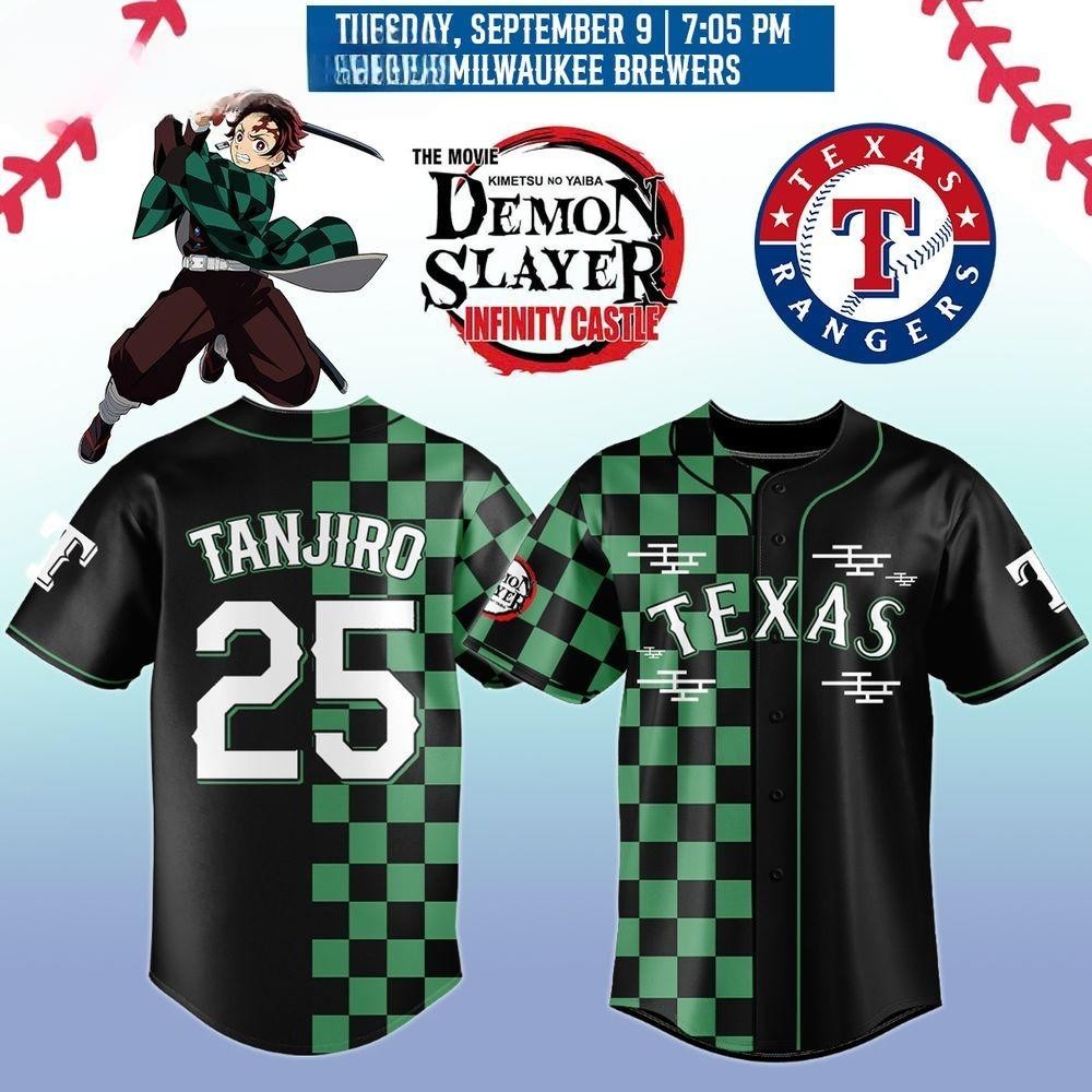 Rangers x Tanjiro Demon Slayer 2025 Baseball Jersey | eBay