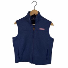 Vineyard Vines Youth Fleece Vest Full Zip Navy Heather Preppy Dapper Sz Large 16
