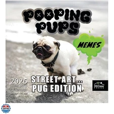 Funny Pooping Pups 2026 Wall Calendar 12  | Thick & Sturdy Paper | Holiday Gi...