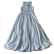 Madewell The Melody Bubble-Hem Smocked Midi Dress In Poplin White Size S