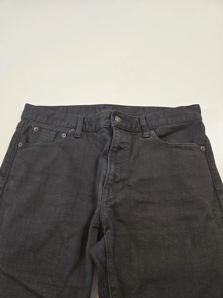 Uniqlo Jeans 32x26 Black Slim Straight Selvedge Stretch Denim Pants 5 Pocket - Image 3 of 4