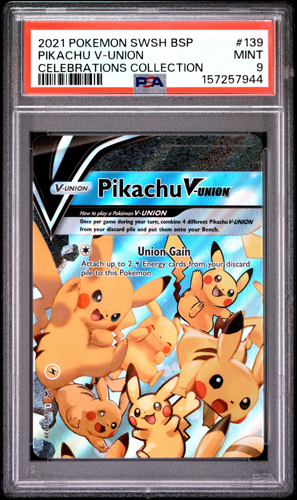 2021 POKEMON SWSH BLACK STAR PROMO CELEBRATIONS COLLECTION PIKACHU V-UNION PSA 9