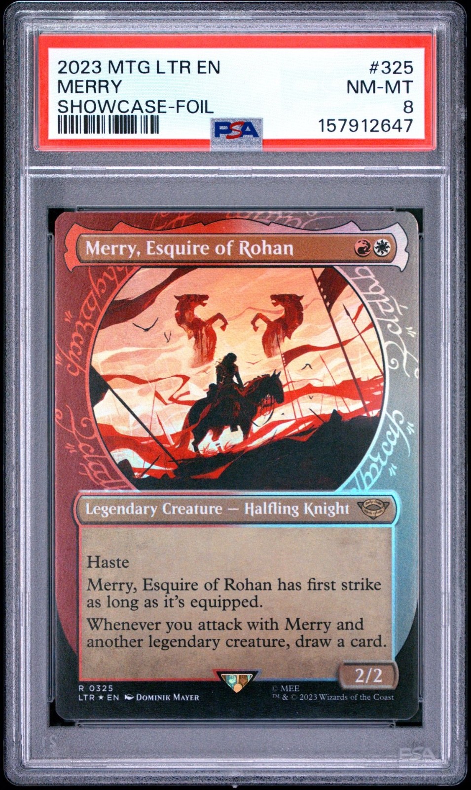 Magic The Gathering Lord of the Rings Merry Showcase Foil #325 PSA 8