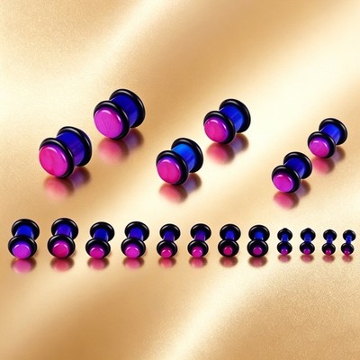 18pcs Acrylic Ear Plug Kit  Ear Stretching Kit Purple Piercing Ear Gauge 14G-00G