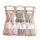 Floral Apron Kitchen Cooking Baking Housework Maid Cottagecore Large Pocket