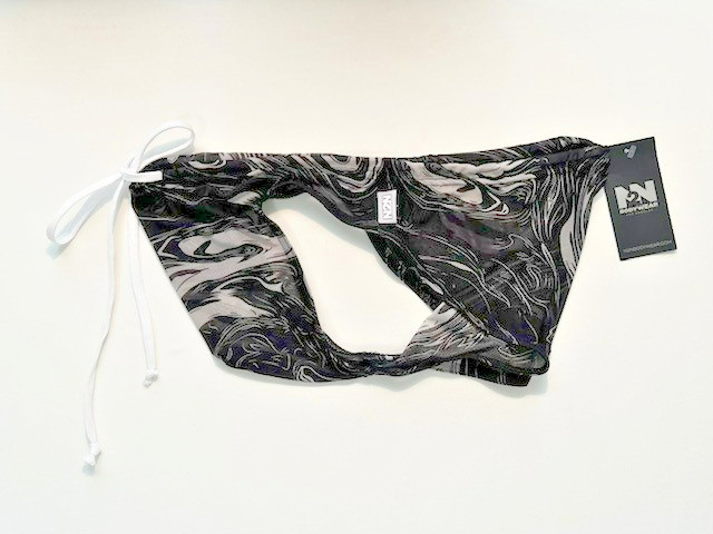 N2N Bodywear Size M Catalina XXX Sheer Swim Brief - Black Marble/White