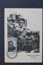 FRANCE 1957 - 01 carte 1er jour FDC Beynac et Cazenac - Obli. Cazenac