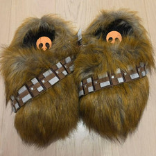 Star Wars Chewbacca Wookiee Faux Fur Slippers Slides Mens XL 10-12 Brown Chewy