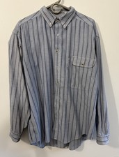 Vintage Levi's BIG E XL Men's Striped Long Sleeve Button-Down Shirt Blue White
