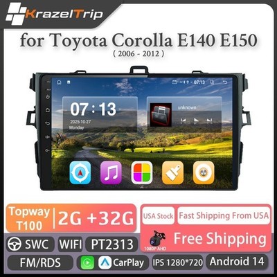 Android CarPlay Auto Car Radio for Toyota Corolla E140 E150 2006 - 2012 WIFI