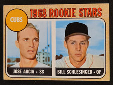 Topps 1968 Cubs Rookie Stars #258 Jose Arcia Bill Schlesinger Rookie Card. rookie card picture