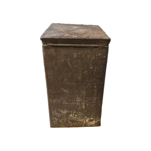 Match Book Tin Hinged Lid Canister Aging Patina Rust 3x3x5.5" Vintage Retro - Picture 4 of 9