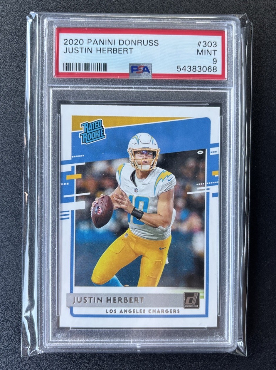Panini Donruss 2020 Justin Herbert Rated Rookie RC #303 Chargers PSA 9