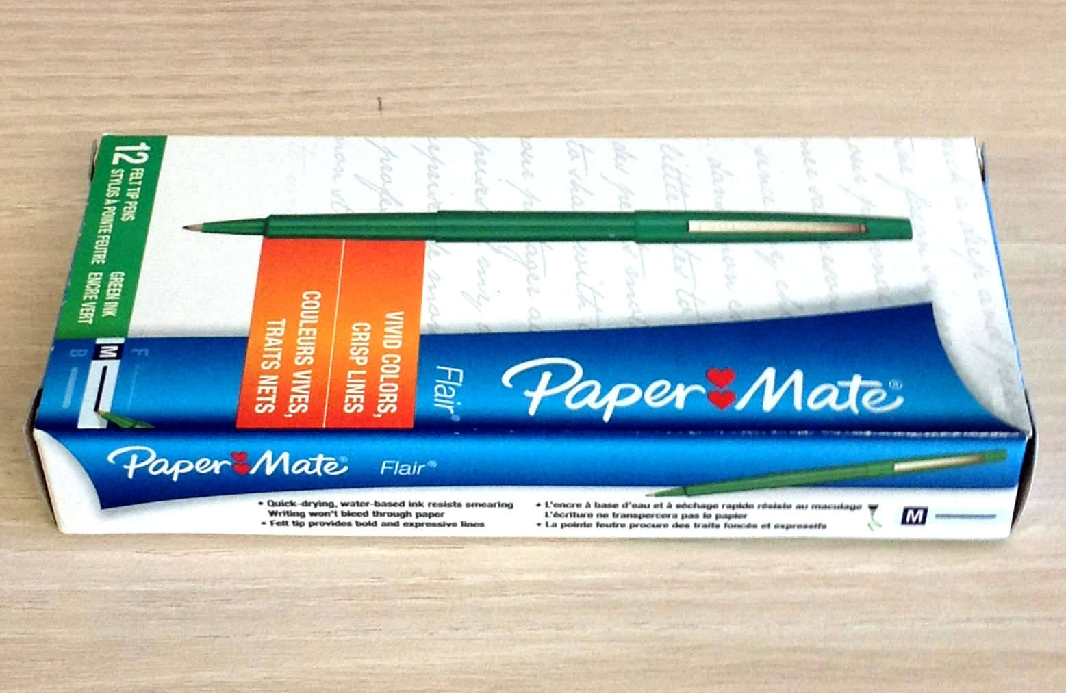 Box of 12 Paper Mate Flair Felt Tip Pens GREEN 0.7mm Medium Point 8440152 NEW