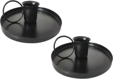 2 Pcs Black Iron Candle Holders 4" Taper Candle Wedding Party Home Decor