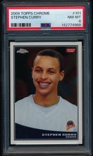 2009-10 Topps Chrome Stephen Curry #101 Rookie Card #'d /999 PSA 8 NM-MT. rookie card picture