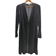 Y2K Velvet Duster Coat Long Cardigan Black Party Whimsigoth Witchy Womens Medium
