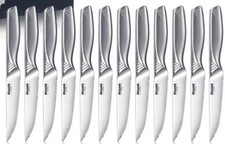 Huusk Serrated Steak Knives 13pc Set, 4.5" Japanese Stainless 4.5 inches, Silver