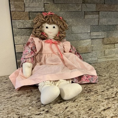 Vintage Rag Doll Pink Girls Doll Baby Doll Little Girl