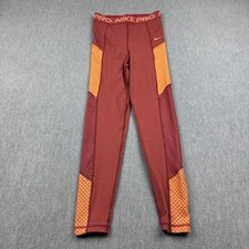 Nike Pro Women Leggings XS Red Orange Dri-Fit Training Athletic Pants Yoga