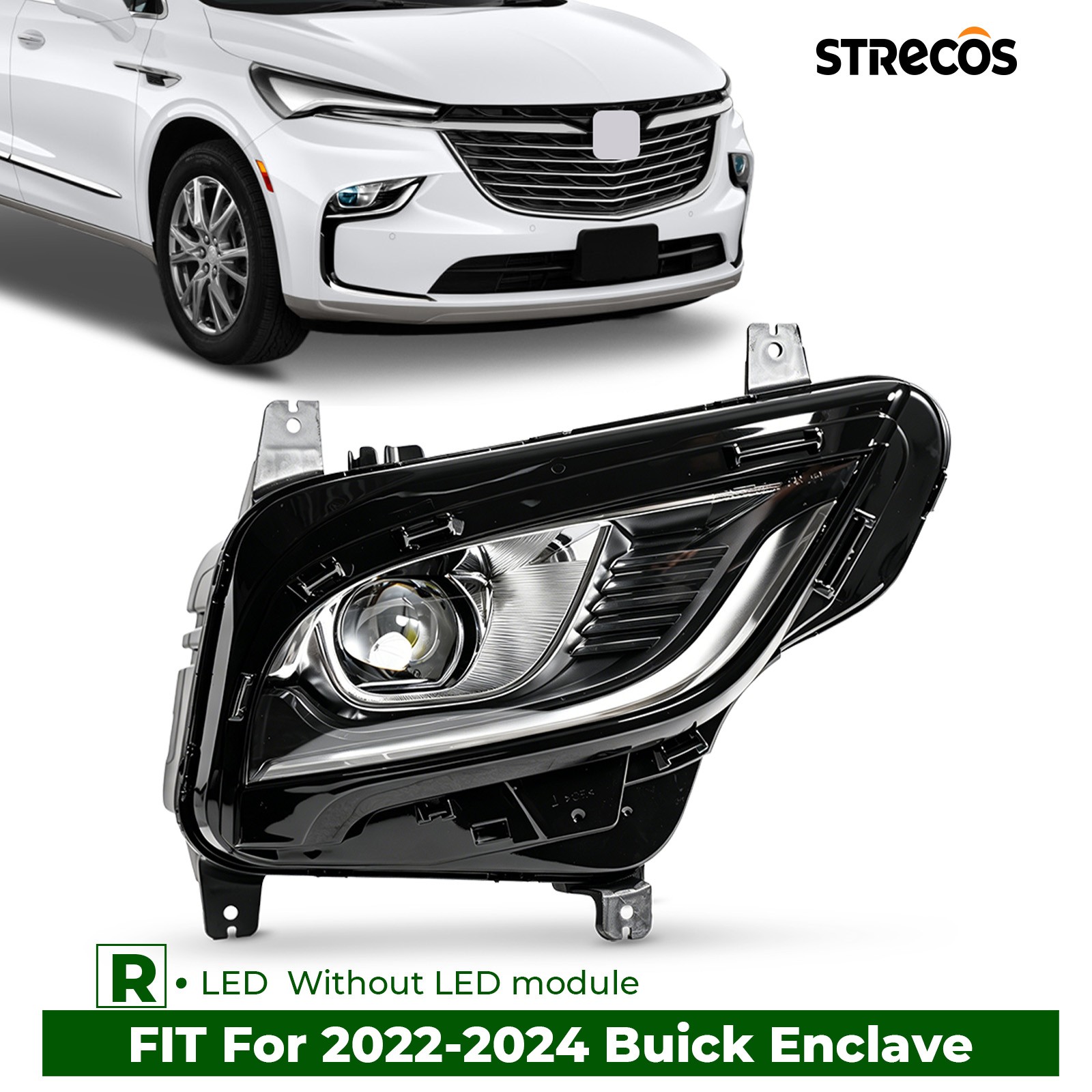 For 2022 23 2024 Buick Enclave LED Headlight w/o LED Module Passenger 84848267