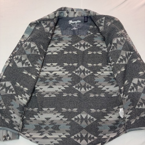 Wrangler Retro Premium Western Aztec Shacket Jacket Pearl Snap Men’s M ...