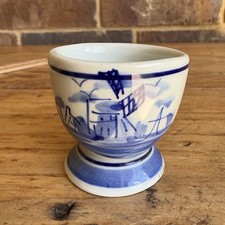 One Vintage Delft Blue Hand Painted Windmill Egg Cup