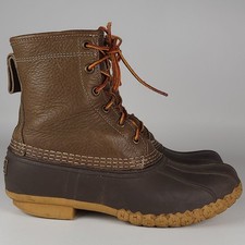 LL Bean Womens Size 8 M Brown Leather 8" Duck Boots Bean Boots Made In USA 8in