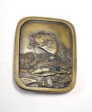 VINTAGE 1976 LARGE MOUTH BASS HOOKED ON BAIT BELT BUCKLE