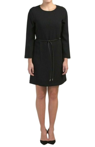 Maxyne Crepe Long Sleeve Dress Pockets 