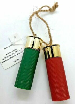 ORNAMENT - pretend SHOT GUN SHELLS plastic red green 12 gauge 12ga ...