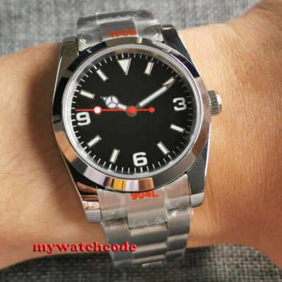 36mm BLIGER black dial sapphire glass red secon hand NH35A automatic mens watch