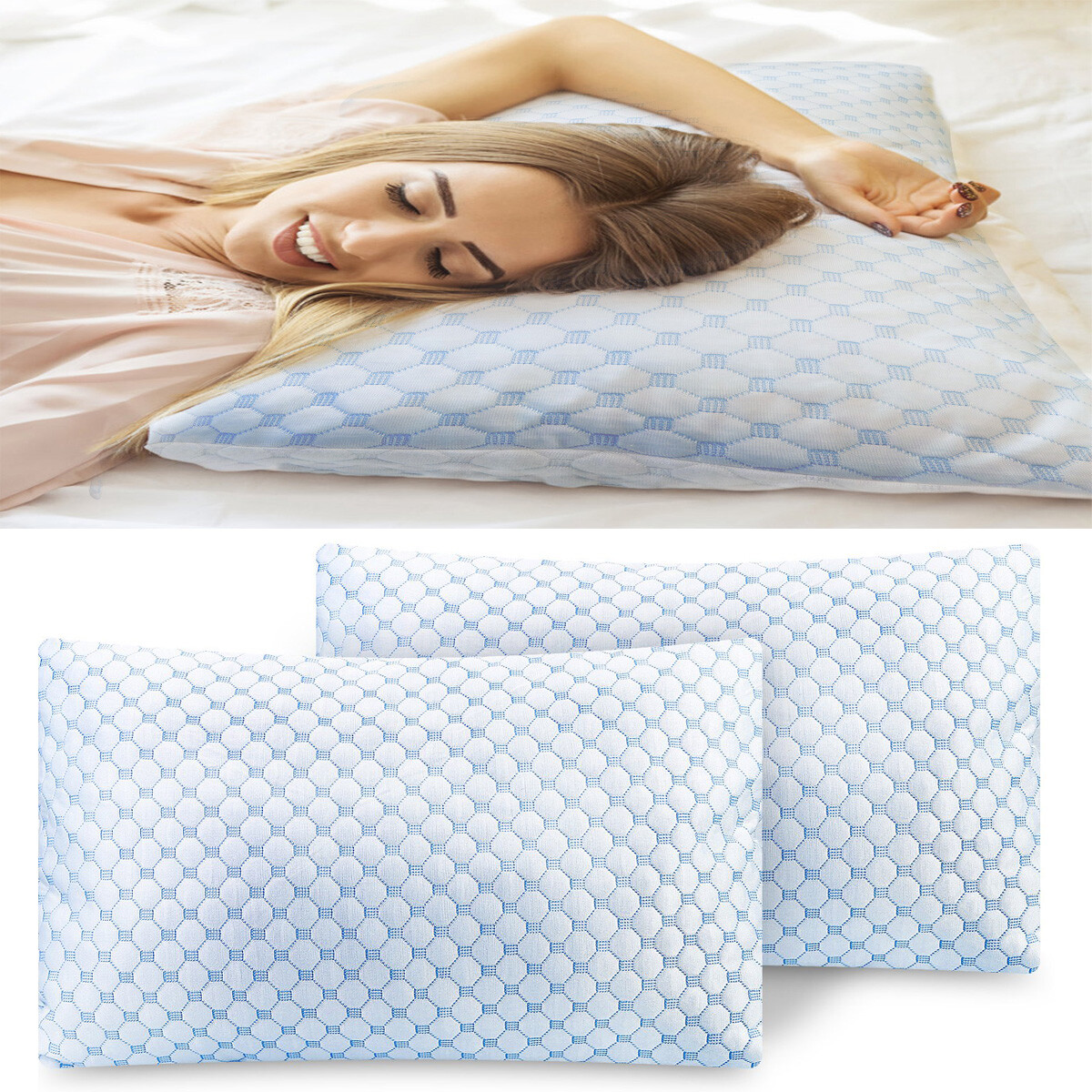 Fulocean Cooling Gel Memory Foam Pillow – Standard Size, Bamboo Rayon Cover, Hypoallergenic
