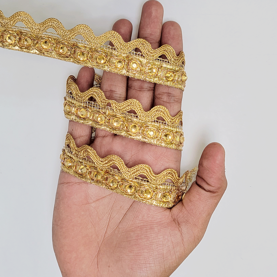 4M Sparkly Braided GOLD Ribbons Lace Trim for Craft DIY Sewing Decor