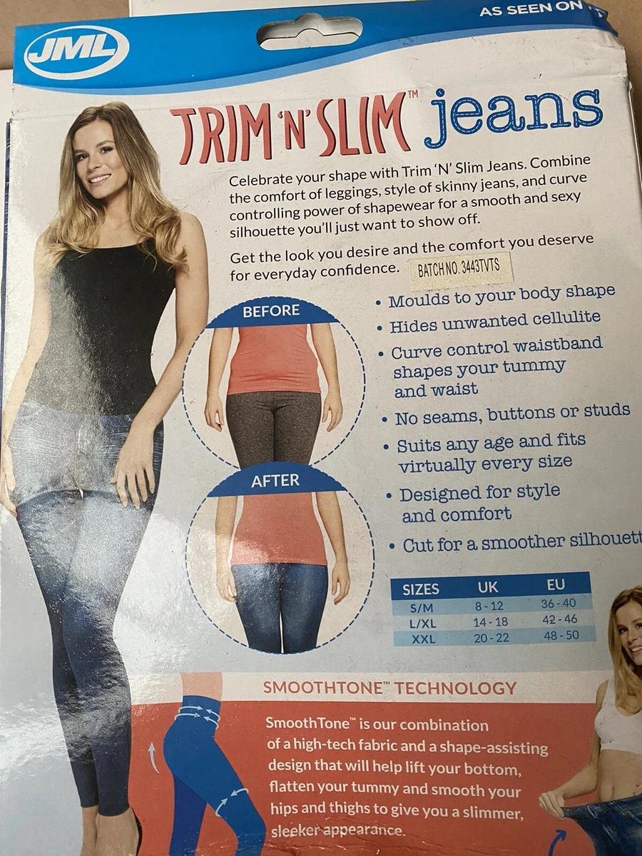 JML Trim N Slim Jeans: Comfortable Slimming Shapewear Jeggings S/M Blue  Leggings