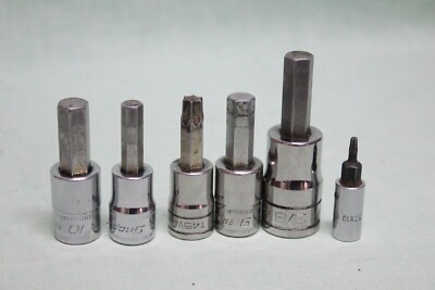 Snap-On 6 Piece Standard Hex Bit Sockets t45w /7 /9 /10 /ttx10 /3 /8 