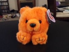 Puffkins Mango the Bear 1998 Vintage Orange Beanie Plush Swibco 5" NWT