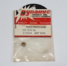 Vintage Slot Car Gear 1/32 1/24 Dynamic Models Inc 803 Brass Pinion 9 Tooth