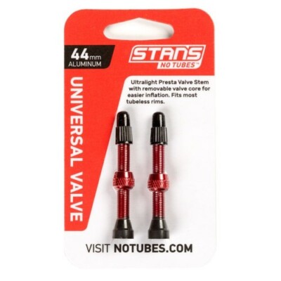Stan's No Tubes Legierung Presta Ventile mit abnehmbarem Ventilkern 44 mm in rot