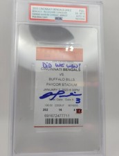 1/2/23 BENGALS BUFFALO BILLS TICKET DAMAR HAMLIN SIGNED AUTO PSA 10 POP 1 HEART