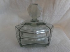 Vintage POUDRIER en Cristal Accessoire de Toilette Boîte Flacon Prise Facettée 