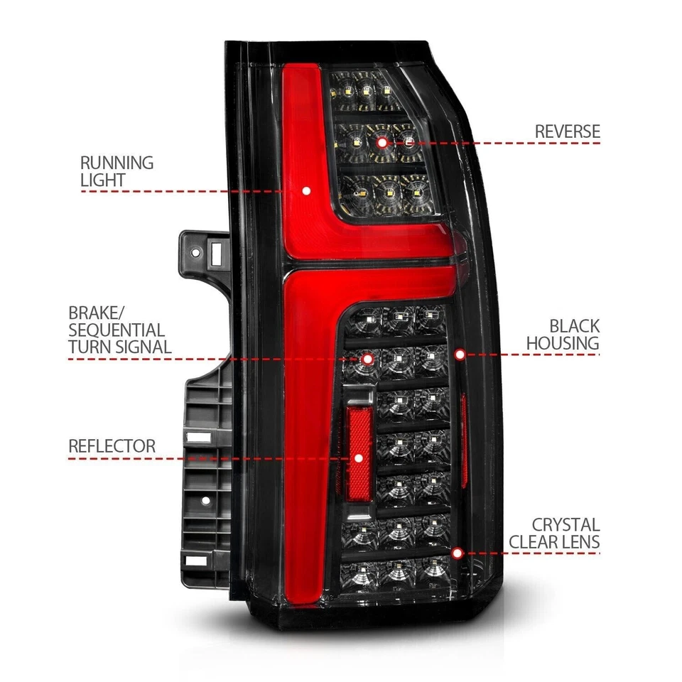 Luces traseras LED secuenciales negras Anzo 311467 para Chevy Tahoe Suburban 2015-2020 Foto 4 de 4